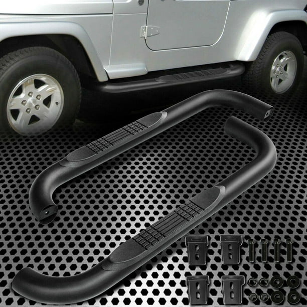 Black Mild Steel 3" Side Step Nerf Bar for 1987-2006 Jeep Wrangler TJ/TJU/LJ SUV